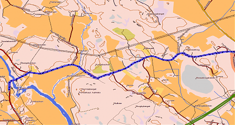 Esimerkki MapSourceen tallennetusta reitistä.
