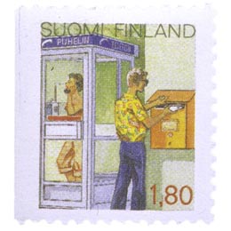 Alennuspostimerkit - Puhelinkioski ja postilaatikko