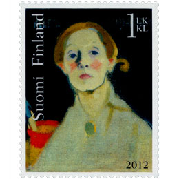 Helene Schjerfbeck, Mustataustainen omakuva, 1915