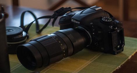 Nikon D610 that has Jupiter-21M attached.