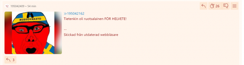 Tietenkin oli ruotsalainen FÖR HELVETE! Skickad från utdaterad webbläsare
